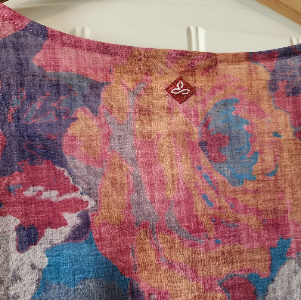 PrAna Small Boho Floral Print V-neck Dolman Top - Picture 4 of 10
